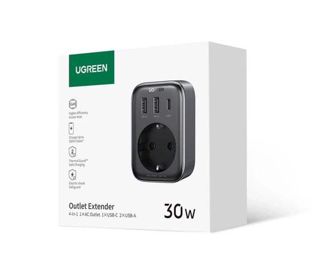 UGREEN Ładowarka sieciowa z gniazdem AC 2x USB USB-C CD314 30W - 1501498 - zdjęcie 2